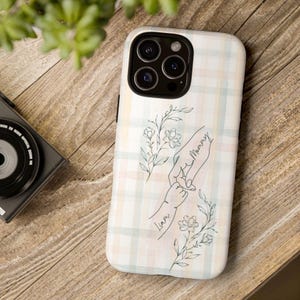 Personalized Mom and Baby Phone Case, Custom Mother and Child Hand Silhouette, Name Phone Case, Gift for Mom, iPhone and Samsung Case