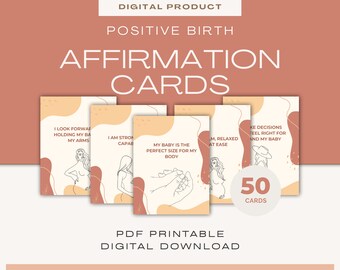 50 Positive Birth Affirmation Cards | Digital Download Printable | Positive Flashcards a for Wonderful Birth Experience