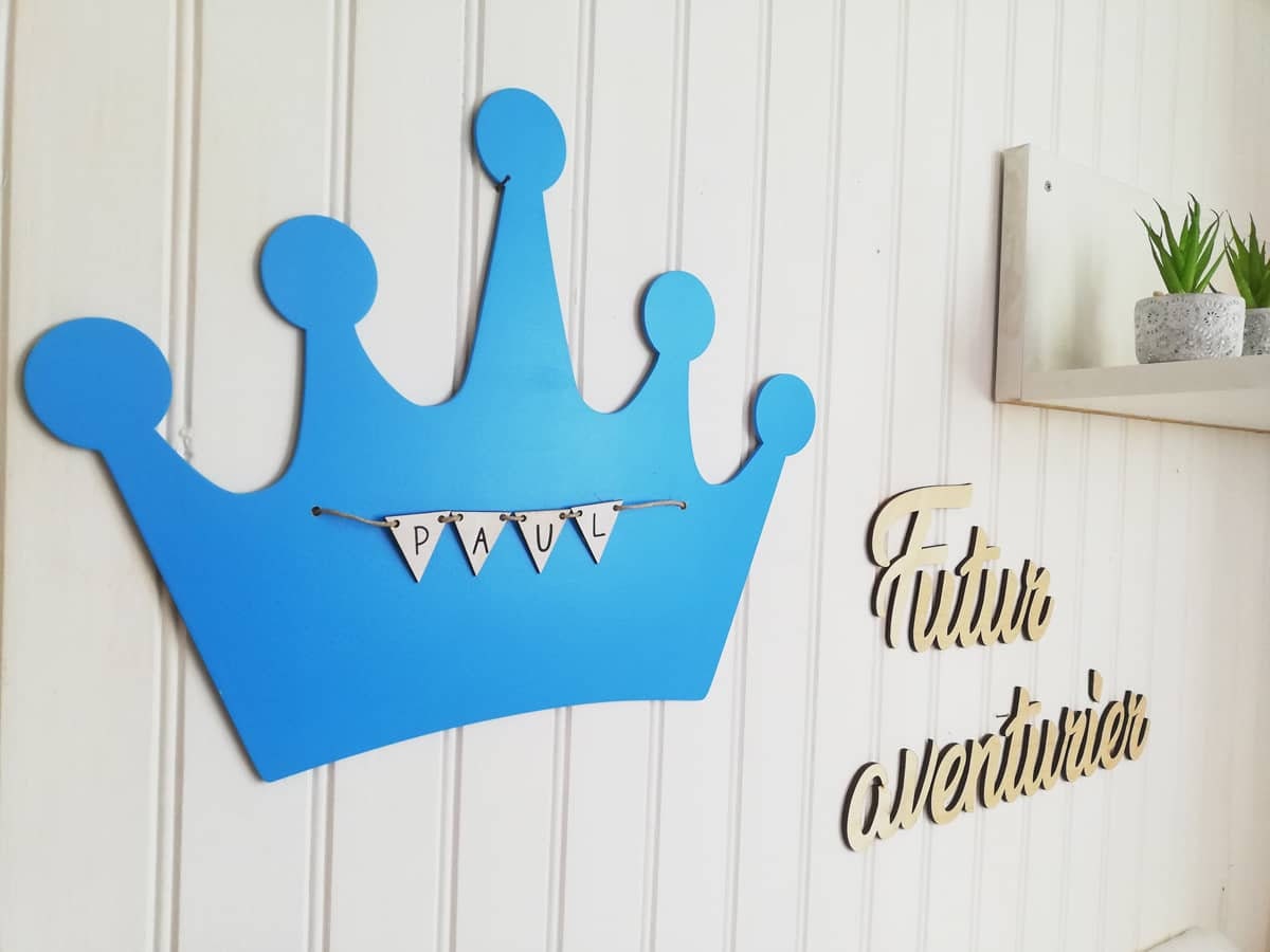 Décoration Murale Couronne de Prince - Cadeau Naissance Original et Personnalisé