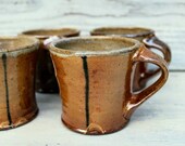 Rustic Pottery Mug Handmade Set of Four - Salt Glazed Ceramic Mugs