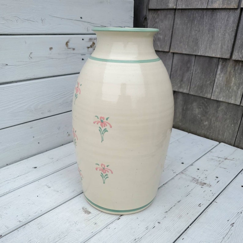 Vintage Old Cape Cod Stoneware Large Tall Pottery Vase Etsy