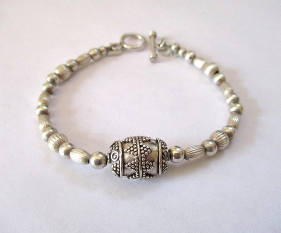 Sterling Silver Bracelet with Hand Made Ethnic Tr… - image 7