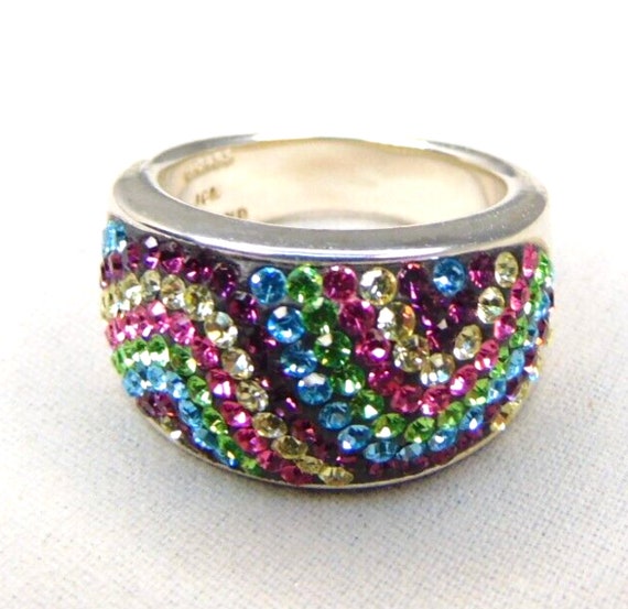 JCM Jacmel Crystal Ring Silver Over Brass, size 8… - image 1