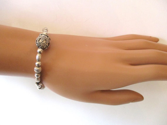 Sterling Silver Bracelet with Hand Made Ethnic Tr… - image 2