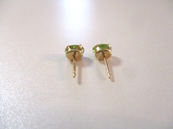 Vintage Peridot Oval Stud Earrings, Vermeil Gold … - image 3