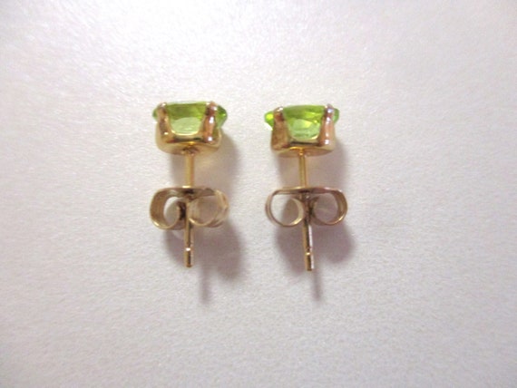 Vintage Peridot Oval Stud Earrings, Vermeil Gold … - image 7