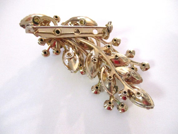 Vintage Brooch Gold Tone, Dappled Yellow Beads Gl… - image 4