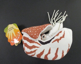 Vintage FOLKMANIS Nautilus Hand Puppet, With Original Tags, Nylon Tentacles, Two Eyes, 8 1/2"w x 6"h, Hand Glove Puppet