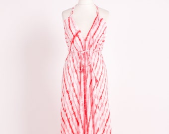Tie Dye Halter Dress - White and Red - Infinity Style - Summer Beach Dress