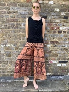 Image of Summer Pants Wide Leg Palazzo Style For Summer, Comfortable & Casual - Boho