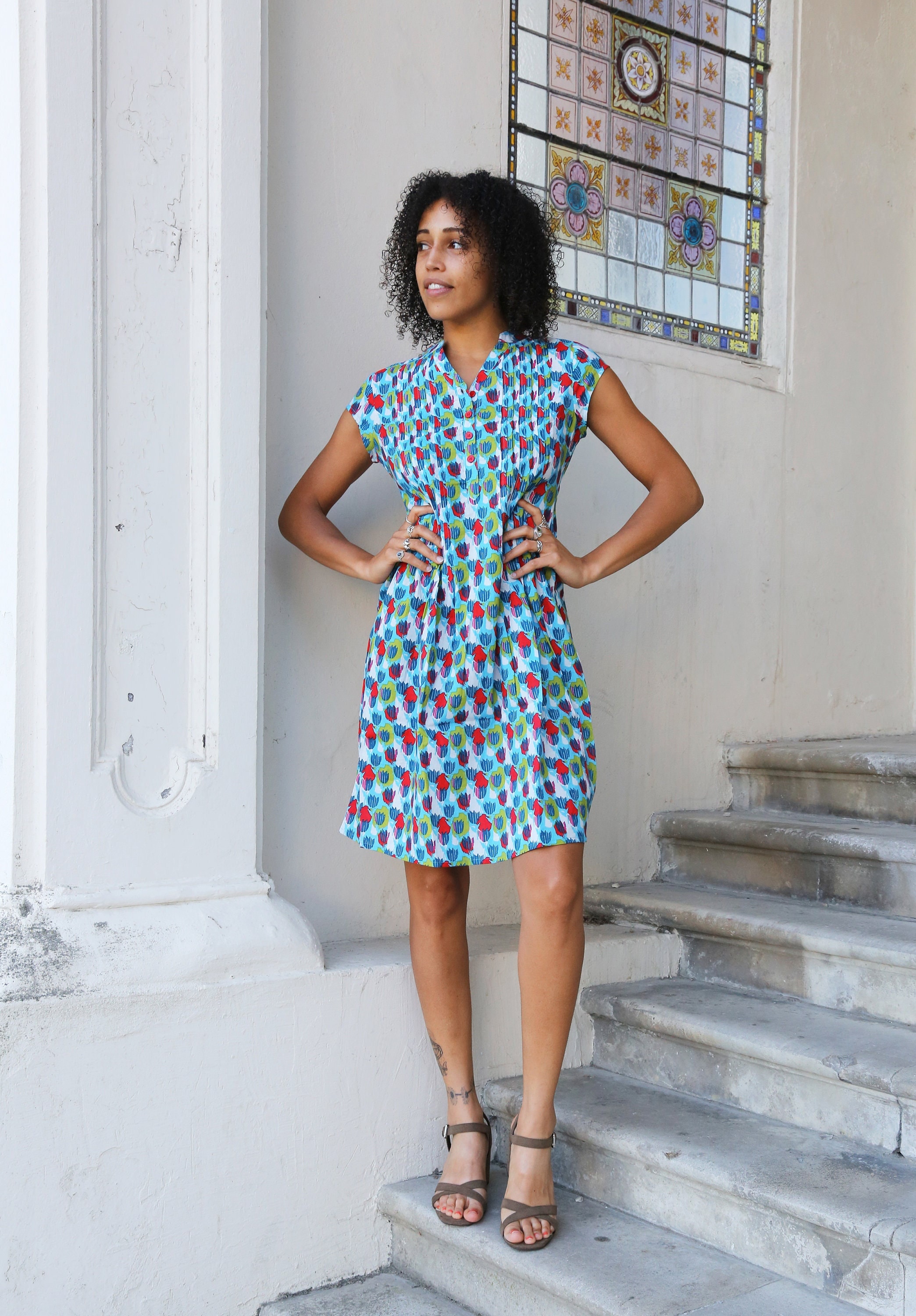 Knee Dress Blue - Etsy