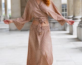 Neutral Boho Maxi Skirt Metallic Print, Festival Long Skirt Women, Resort Wear Maxi Skirt, Ibiza Holiday Skirt, Bohemian Skirt