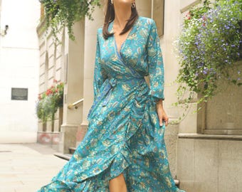 green fall wedding dress Dark Green Multi Floral Print Cotton Maxi Dress - Women's Dresses main image 0