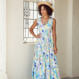 Boho Sommer Maxi Kleid mit Spaghettiträgern und welligem Print, Bild 2