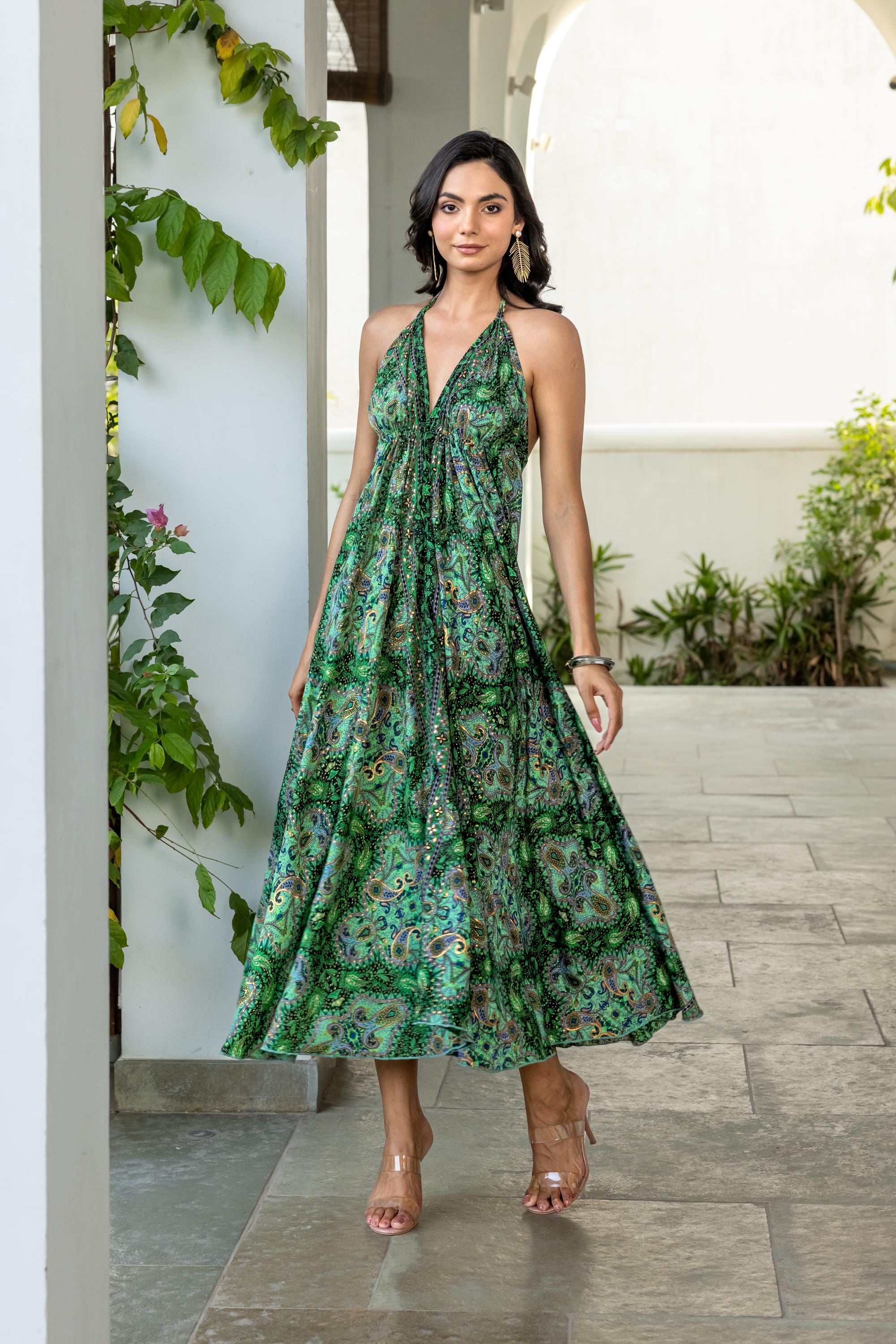 green emerald velvet dress Olaesa Long Sleeve Maxi Dress for Women V Neck Lace Boho Dress Flowy Fall  Wedding Guest Dresses with Pockets Army Green at Amazon Women's Clothing  store main image 0