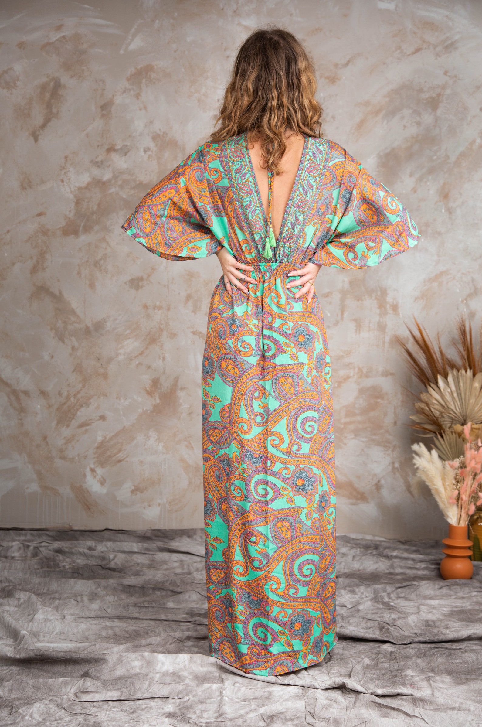 Boho Maxi Dress With Short Sleeves 70's Style Maxi Dress - Etsy