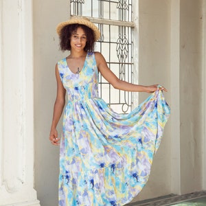 Boho Sommer Maxi Kleid mit Spaghettiträgern und welligem Print, Bild 3