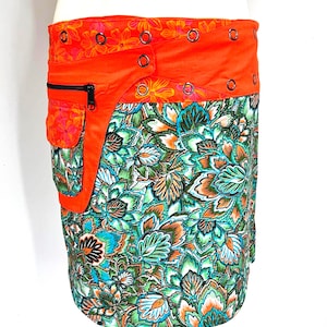 Reversible Wrap Midi Skirt, Adjustable Summer Wrap Around Skirt With Pouch Pocket, Festival Midi Skirt