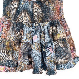 Rara Mini Skirt, Summer Festival Silk Mini Skirt, 90&#39;s Ra Ra Skirt