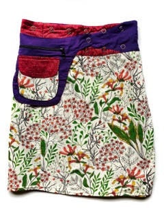 Image of Reversible Wrap Skirt, Knee Length Mid Skirt With Pocket, Freesize Xs To Xl, Green Garden Print