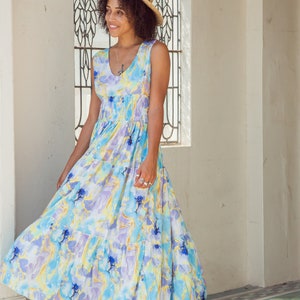 Boho Sommer Maxi Kleid mit Spaghettiträgern und welligem Print, Bild 9