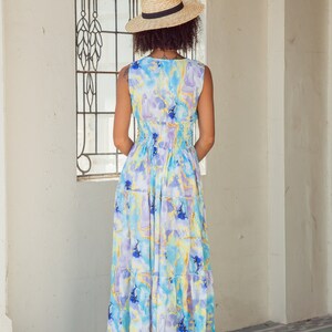 Boho Sommer Maxi Kleid mit Spaghettiträgern und welligem Print, Bild 7