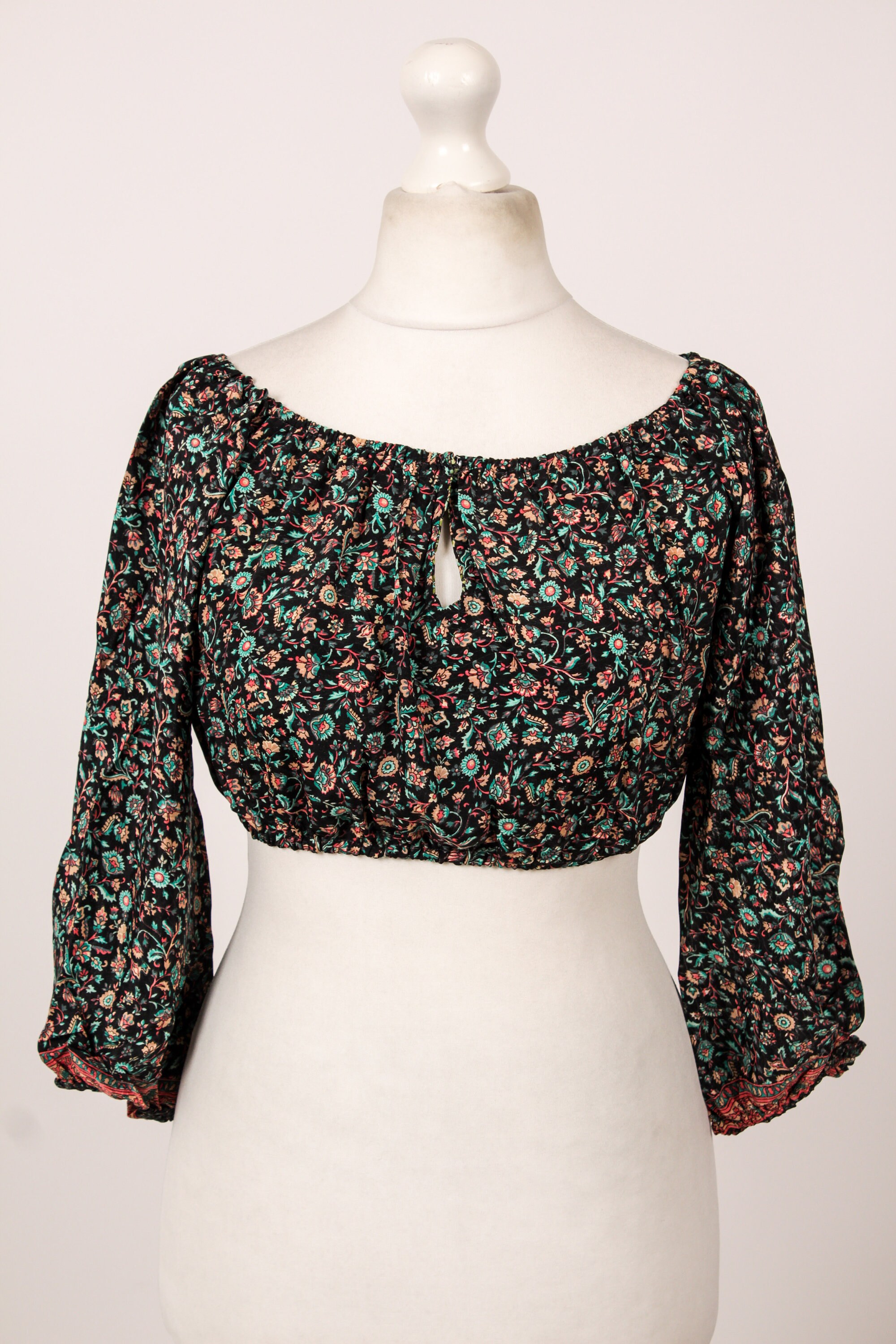 Black Silk off the Shoulder Bardot Crop 