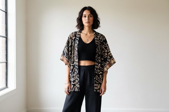 Silk Short Bohemian Kimono, Beach Kimono Cover Up, Boho Kimono Jacket, Festival Kimono, Ibiza Clothing, Goddess Kimono, Bohemian Clothing
