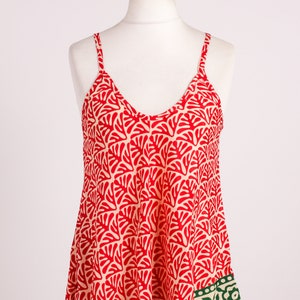 Boho Summer Vest Top, Printed Camisole Top, Hippy Urban Clothing, Women's Tank Top In Natural fabric RED LEAF