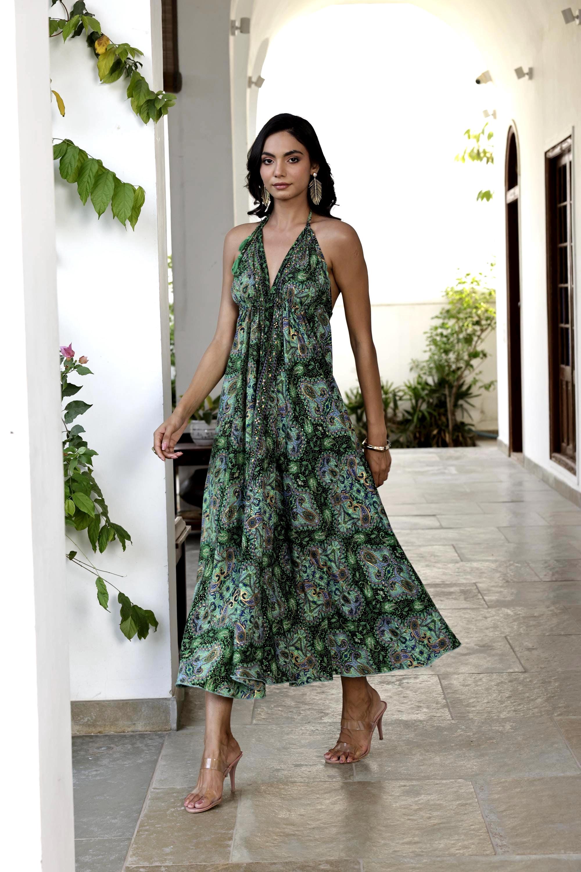Green Boho Maxi Dress, Silk Blend Infinity Dress, Backless Bohemian Dress, Festival Dress Women, Wedding Guest Dress, Ibiza Clothing - Etsy Green Boho Maxi Dress, Silk Blend Infinity Dress, Backless Bohemian Dress, Festival Dress Women, Wedding Guest Dress, Ibiza Clothing - Etsy