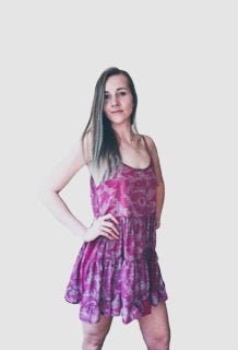 Image of Sun Dress, Summer Dressananda Loose Fitting Mini Slip Pink Beach Dress