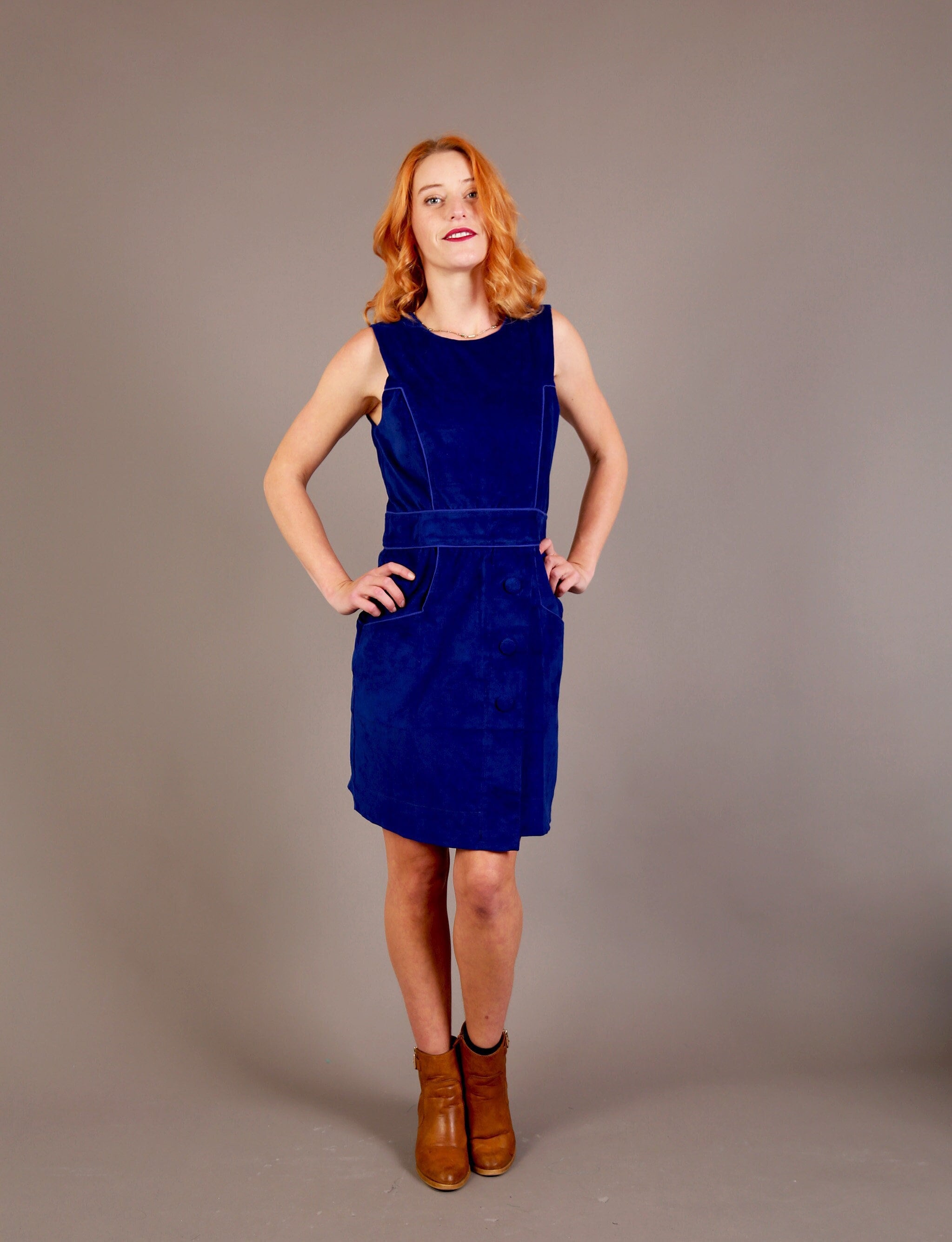 sleeveless corduroy dress