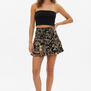 Rara Mini Skirt, Boho Tiered Gypsy Style Short Silk Skirt, Handmade Patchwork Mini Skirt