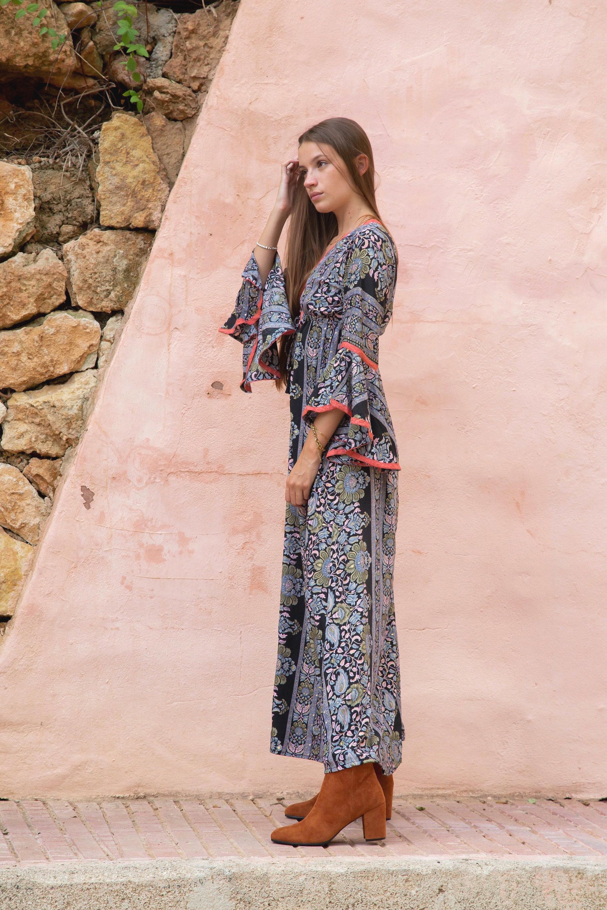long boho dresses uk New Long apricot boho dress | LAST QUEEN