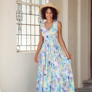 Boho Sommer Maxi Kleid mit Spaghettiträgern und welligem Print, Bild 4