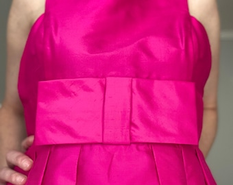 Y2K Silk Cocktail Party Dress PINK BOW DETAIL