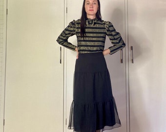Black Ruffle Skirt | Vintage 80s