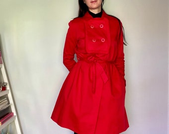 Y2K Red Trench Coat