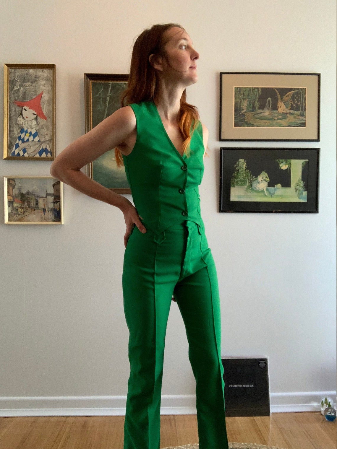 emerald green pant suit women's