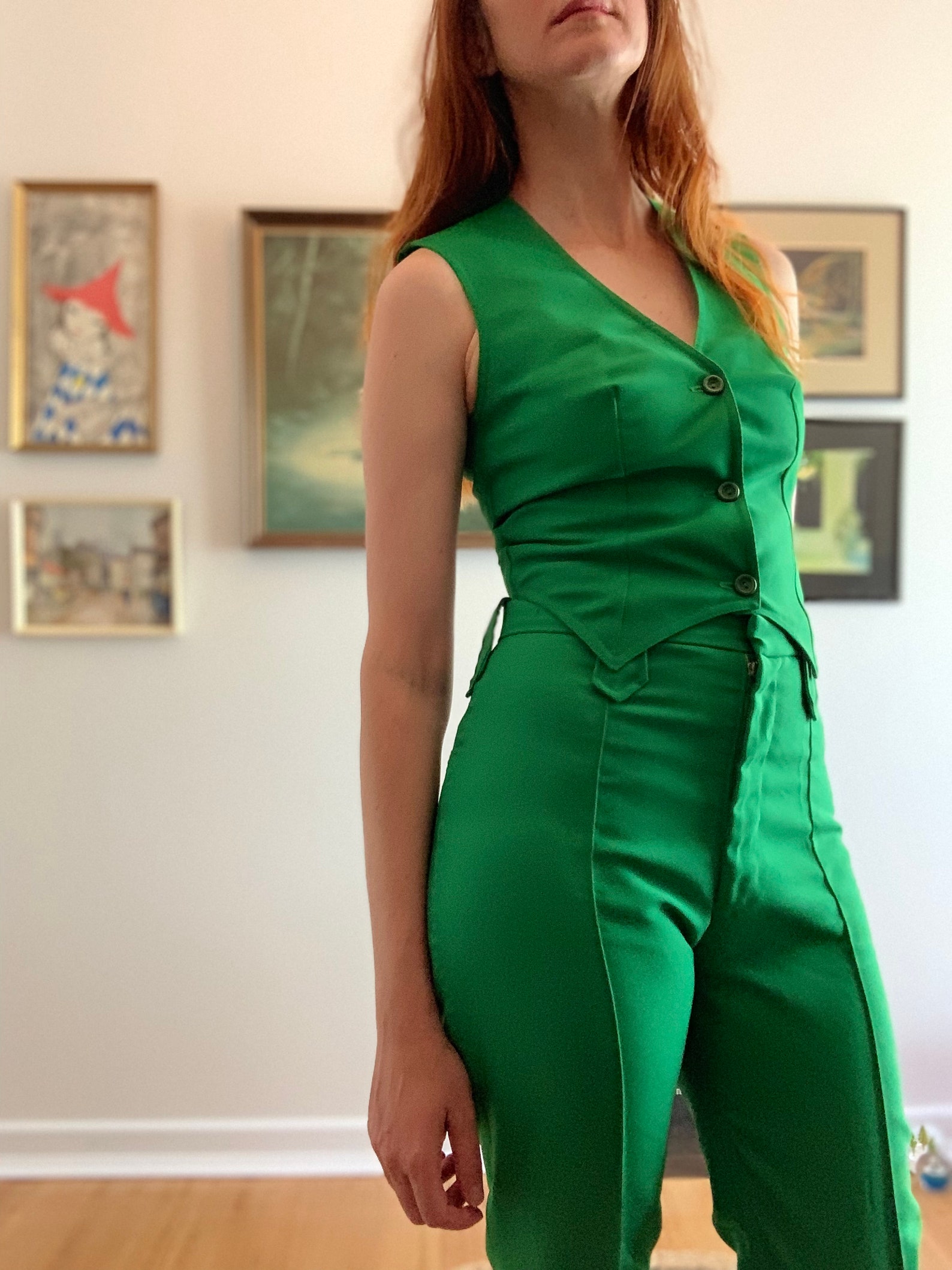 emerald green pant suit women's