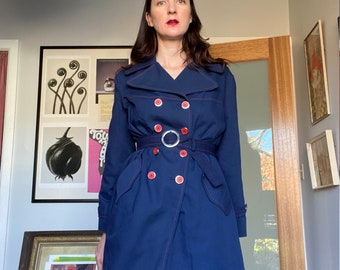 Mini Trench Coat Navy Blue Vintage 60s