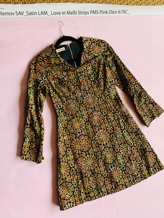 Vintage Velvet Metallic Mini Party Dress | Gucci S