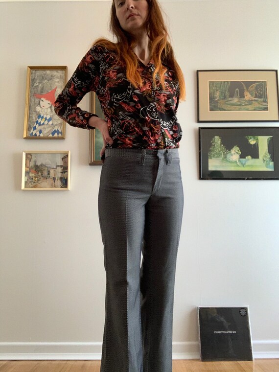 Vintage 70/'s High Waisted Pleat Detail Caramel Beige Flares