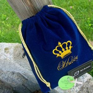 Dark Navy Blue Velvet Bag Personalized Bag For Him or Her image 4