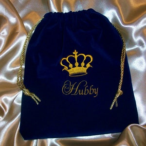 Dark Navy Blue Velvet Bag Personalized Bag For Him or Her image 7