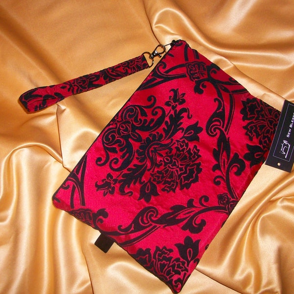 Cherry Red Taffeta Brocade Bag || For Her ||
