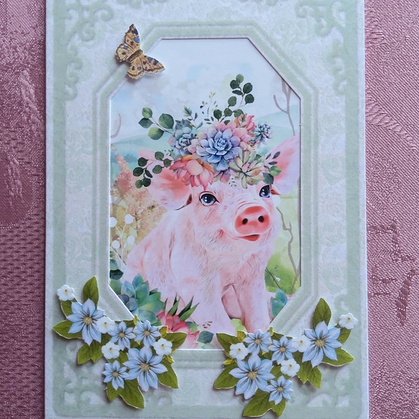 Tierrkarte, Handmade Card, Schweinchen