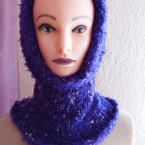 Schal, Strick Schal, Damen Schal, Loop, lila mit farbigen Punkten, Handarbeit, Unikat, Handmade, Scarf, OOAK