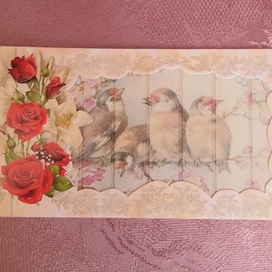 Vintage Karte, Blumen-Grußkarte, Bird Card, Vogelkarte, Handmade Card