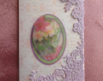 Cartolina d'auguri fiore, cartolina d'auguri fiori, viola, top, carta fatta a mano